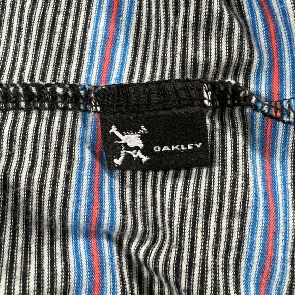 Oakley Sunglasses Men's Large Black White Blue Red Striped Short Sleeve Polo - Picture 12 of 12